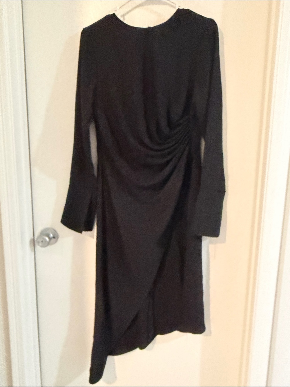 Black Long Sleeve Ruched Women's Dress vintage Summer Evenings size 14.